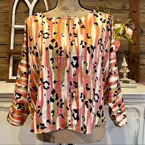Marc New York Pink Leopard Striped Shirt NWT